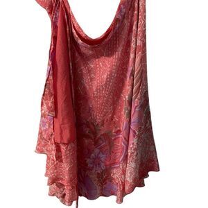 Floral Red and Pink Draped Skirt Size Medium Adjustable
